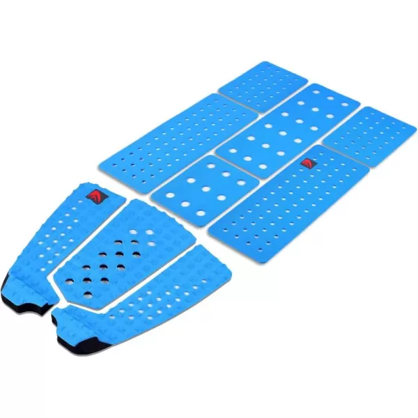 Abahub 9 Piece Surf Deck Traction Pad Premium EVA with Tail Kicker 3M Adhesive for Surfboard Longboard Shortboard Funboard Fish Skimboard BlackBlueBrownGrayWhiteOrangeNavy Blue9 pcsBlue