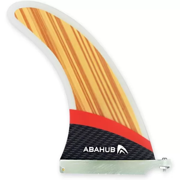 Abahub 910 SUP Single Center Fin with 1 NoTool Fin Screw Fiberglass Reinforeced 910 inch SUP Replacement Fins for Surfing Surfboard Standup Paddle Board Longboard BlackBlueWhiteFiberglass with Teak Veneer