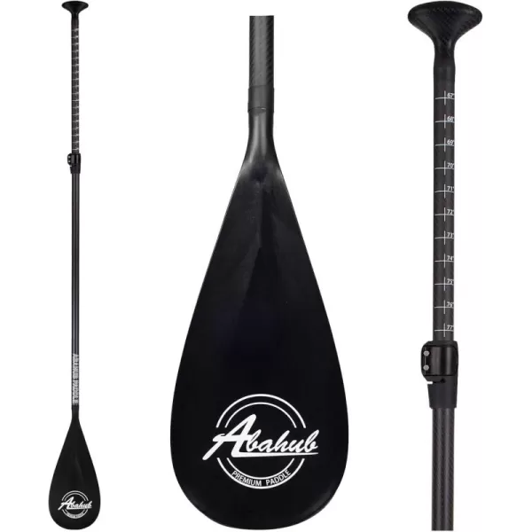 Abahub Carbon SUP Paddles 1 x 3 Section Adjustable 67quot  86quot Carbon Fiber Shaft Lightweight Standup Paddle Oars for Paddleboards with a Carrying BagCarbon Fiber Shaft  Black Plastic Blade