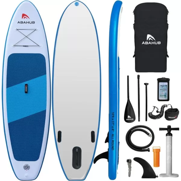 Abahub Inflatable SUP Wide 106quot x 31quot34quot x 106quot iSUP Blue Standup Paddleboard with Adjustable SUP Kayak Paddle for Yoga Paddle Board Kayaking Surf Canoe Fishing31 Blue lite