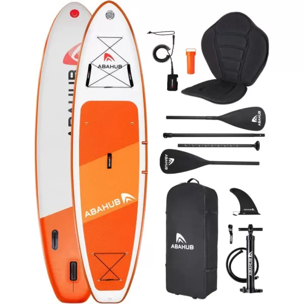 Abahub Inflatable SUP Wide 106quot x 31quot34quot x 106quot iSUP Blue Standup Paddleboard with Adjustable SUP Kayak Paddle for Yoga Paddle Board Kayaking Surf Canoe Fishing31 Orange