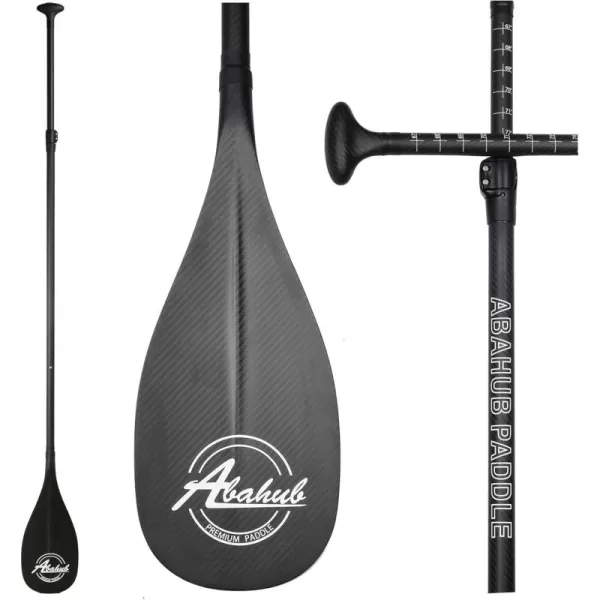 Abahub Premium Carbon Fiber SUP Paddle 3Piece Adjustable Stand Up Paddle Full Carbon Shaft ampamp Blade  Bag