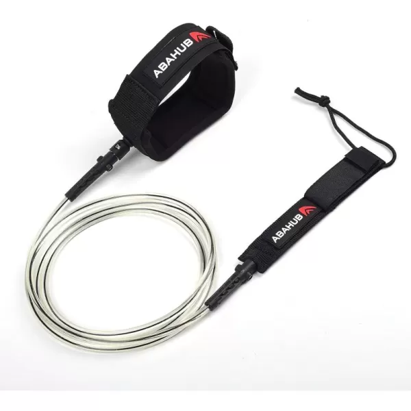 Abahub Premium Surfboard Leash 678910 ft Straight Surf Board Leashes 67mm Legrope Strap for Shortboard LongboardClear Black Core