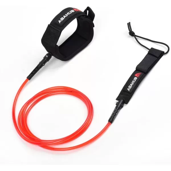 Abahub Premium Surfboard Leash 678910 ft Straight Surf Board Leashes 67mm Legrope Strap for Shortboard LongboardClear Red