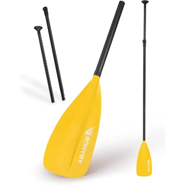 Abahub SUP Paddle  3 Piece Adjustable Paddles  Lightweight Standup Paddle Oars for Paddleboard Adjustable Aluminum Alloy Shaft 68quot  84quot BlackBlueGreenOrangeRedYellow Plastic Nylon Bladeyellow