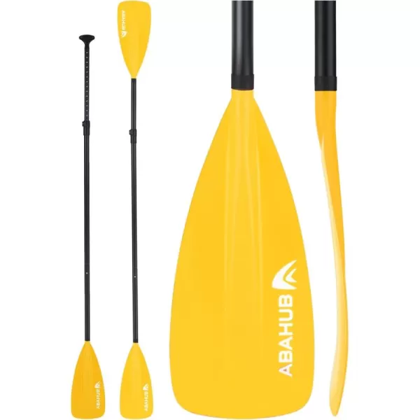 Abahub SUP Paddle  3 Piece Adjustable Paddles  Lightweight Standup Paddle Oars for Paddleboard Adjustable Aluminum Alloy Shaft 68quot  84quot BlackBlueGreenOrangeRedYellow Plastic Nylon Blade4 pcsyellow