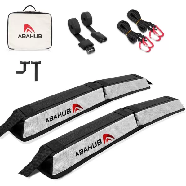 Abahub Soft Roof Rack Pads with 2 Tie Down Straps for Surfboard SUP Kayak Canoe Heavy Duty Universal Car Roof Racks System for Padle Boards Include 2 Tie Down Ropes 2 Hood Loops and Storage BagSoft Roof Rack Pad with Accessories