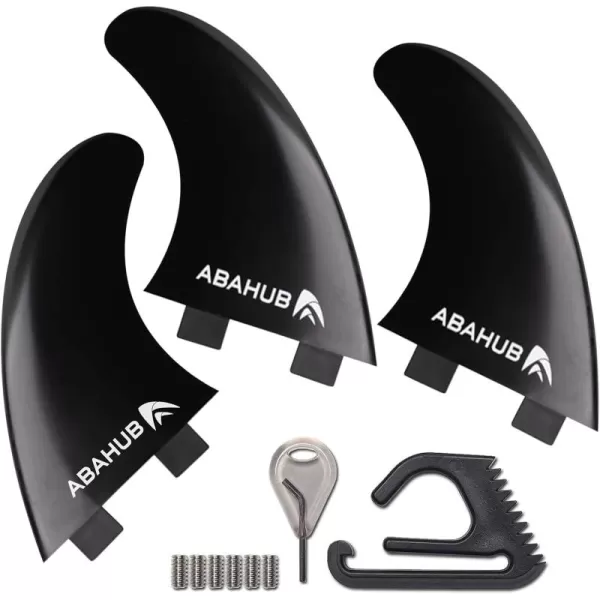 Abahub Surfboard Thruster Fins Set Compatible with FCS Style Fin Box Fiberglass Reinforced G5 Surf Fin 3 Fins for Surf Boards Surfing Longboard Shortboard with Screws and Key BlackBlueWhiteblack with screws and key