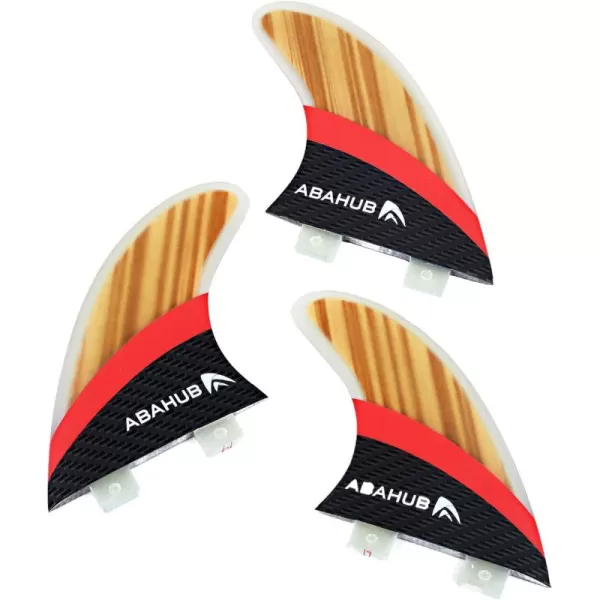Abahub Surfboard Thruster Fins Set Compatible with FCS Style Fin Box Fiberglass Reinforced G5 Surf Fin 3 Fins for Surf Boards Surfing Longboard Shortboard with Screws and Key BlackBlueWhiteFiberglass with Teak Veneer without accessories