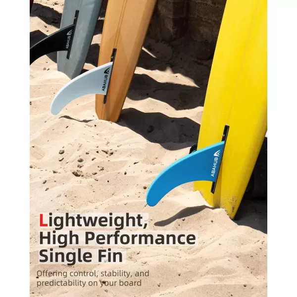 imageAbahub 8 SUP Single Center Fin with 1 No Tool Fin Screw Fiberglass Reinforeced 8 inch SUP Replacement Fins for Surfboard Standup Paddle Board Longboard BlackBlueWhiteblue