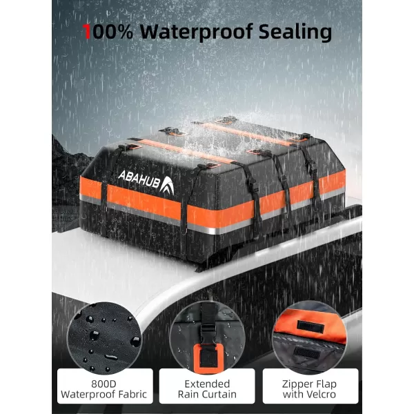 imageAbahub Car Roof Bag 800D Waterproof Car Rooftop Cargo Carrier Bag 15Cubic for Cars withWithout Racks Includes AntiSlip Mat 6 Door Hooks 8 Reinforced Straps Storage Bag Blue15 cubic orange