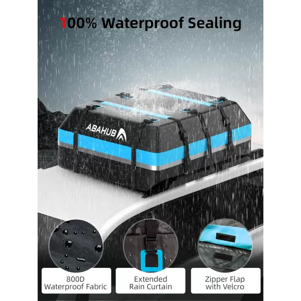 imageAbahub Car Roof Bag 800D Waterproof Car Rooftop Cargo Carrier Bag 15Cubic for Cars withWithout Racks Includes AntiSlip Mat 6 Door Hooks 8 Reinforced Straps Storage Bag Blue21 cubic blue