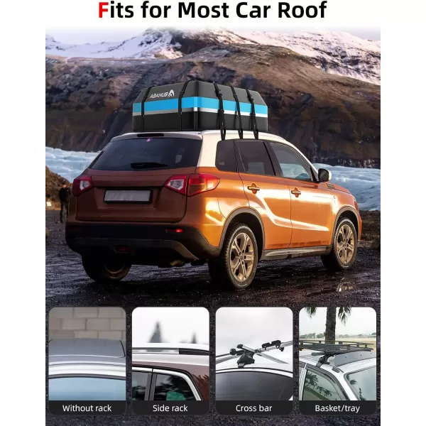 imageAbahub Car Roof Bag 800D Waterproof Car Rooftop Cargo Carrier Bag 15Cubic for Cars withWithout Racks Includes AntiSlip Mat 6 Door Hooks 8 Reinforced Straps Storage Bag Blue21 cubic blue