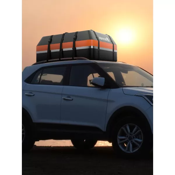 imageAbahub Car Roof Bag 800D Waterproof Car Rooftop Cargo Carrier Bag 15Cubic for Cars withWithout Racks Includes AntiSlip Mat 6 Door Hooks 8 Reinforced Straps Storage Bag Blue21 cubic orange