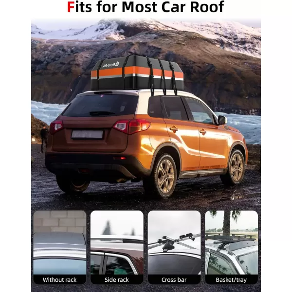 imageAbahub Car Roof Bag 800D Waterproof Car Rooftop Cargo Carrier Bag 15Cubic for Cars withWithout Racks Includes AntiSlip Mat 6 Door Hooks 8 Reinforced Straps Storage Bag Blue15 cubic orange
