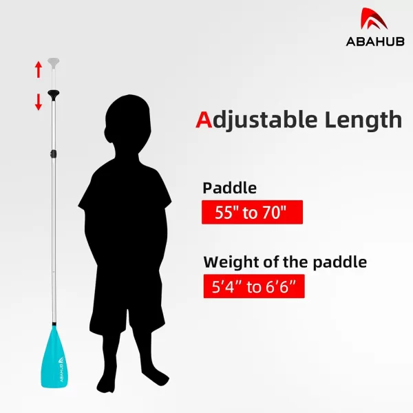 imageAbahub Kids SUP Paddle  3 Piece Adjustable Stand Up Paddle Board Paddles 55quot  70quotDurable Lightweight ampamp Floating Paddleboard OarTealGrayTeal