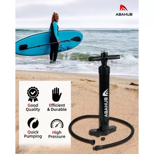 imageAbahub SURF Hand Pump for Inflating Stand Up PaddleboardsInflatable Paddle Boards or Kayaks  Dual Action High Pressure Pump with Gauge