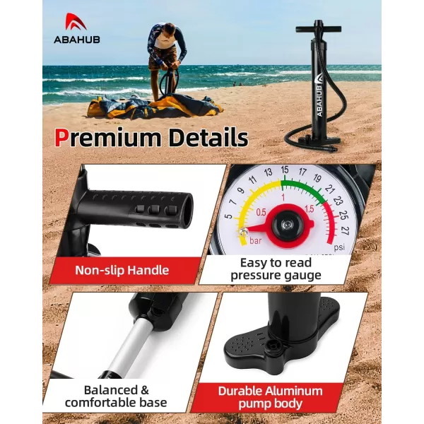 imageAbahub SURF Hand Pump for Inflating Stand Up PaddleboardsInflatable Paddle Boards or Kayaks  Dual Action High Pressure Pump with Gauge
