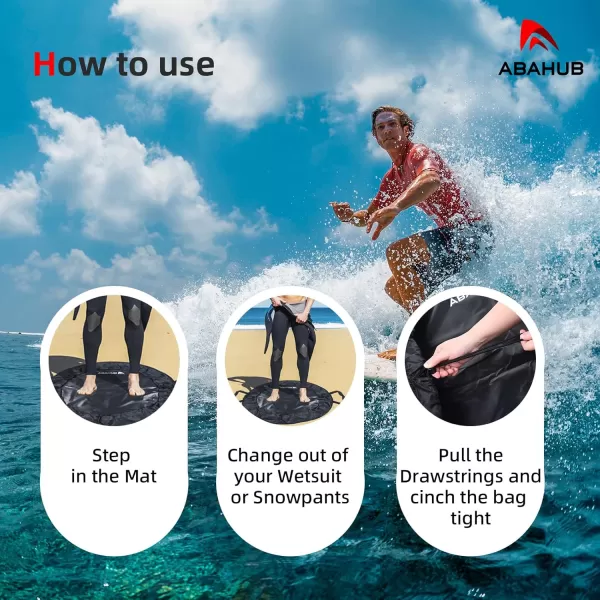 imageAbahub Surf Poncho Changing Robe with Hood Thick Quick Dry Wetsuit Changing Towel for Surfing Beach Swim Outdoor Sports Men Women Absorbent Wearable Towel Cover Up Wetsuit Changing MatBlack