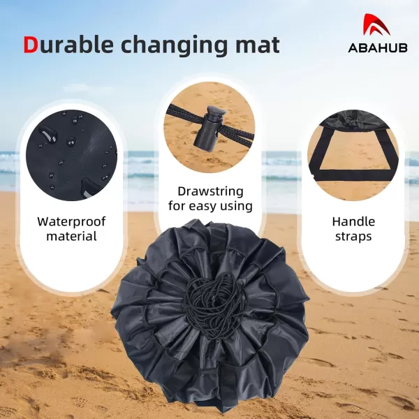 imageAbahub Surf Poncho Changing Robe with Hood Thick Quick Dry Wetsuit Changing Towel for Surfing Beach Swim Outdoor Sports Men Women Absorbent Wearable Towel Cover Up Wetsuit Changing MatBlack