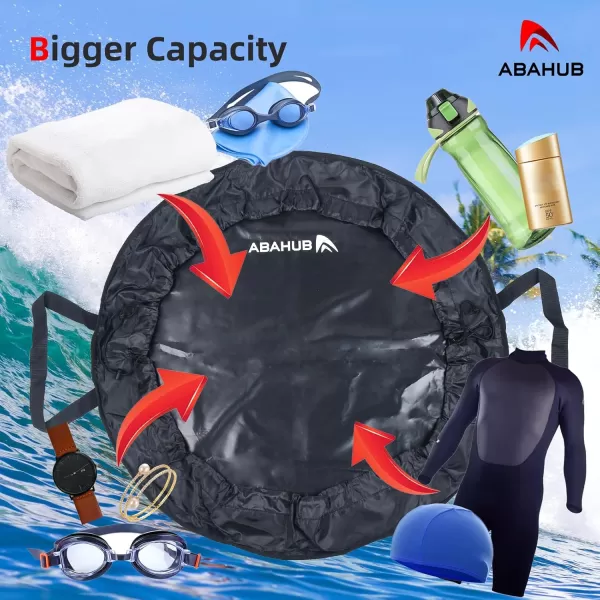 imageAbahub Surf Poncho Changing Robe with Hood Thick Quick Dry Wetsuit Changing Towel for Surfing Beach Swim Outdoor Sports Men Women Absorbent Wearable Towel Cover Up Wetsuit Changing MatBlack