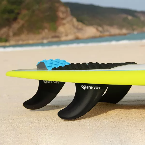 imageAbahub Surfboard Thruster Fins Set Compatible with Future Style Fin Box Fiberglass Reinforced High Performance 3 Fins for Surf Boards Surfing Longboard Shortboard BlackBlueWhiteblack