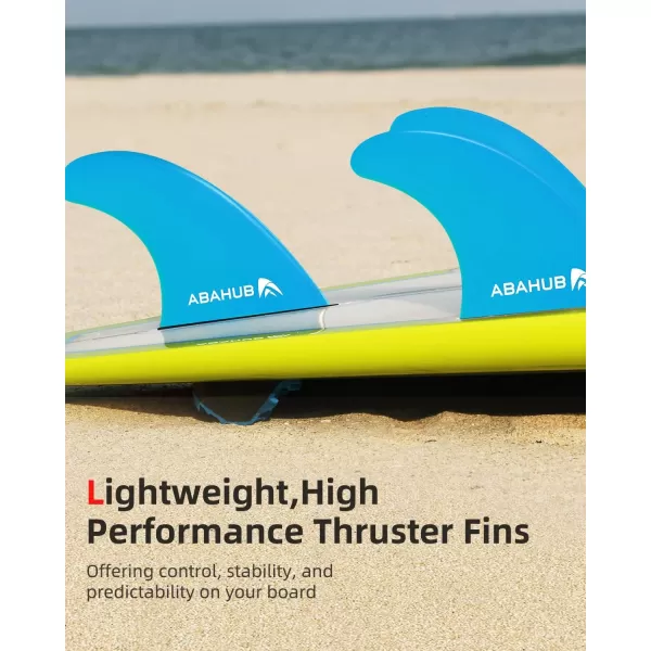 imageAbahub Surfboard Thruster Fins Set Compatible with Future Style Fin Box Fiberglass Reinforced High Performance 3 Fins for Surf Boards Surfing Longboard Shortboard BlackBlueWhiteblue