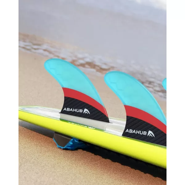 imageAbahub Surfboard Thruster Fins Set Compatible with Future Style Fin Box Fiberglass Reinforced High Performance 3 Fins for Surf Boards Surfing Longboard Shortboard BlackBlueWhiteFiberglass Blue