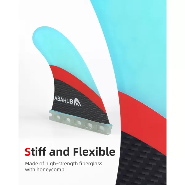 imageAbahub Surfboard Thruster Fins Set Compatible with Future Style Fin Box Fiberglass Reinforced High Performance 3 Fins for Surf Boards Surfing Longboard Shortboard BlackBlueWhiteFiberglass Blue