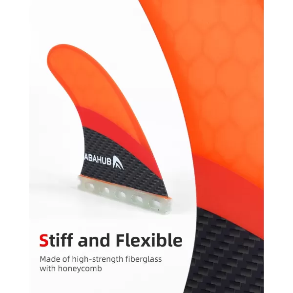 imageAbahub Surfboard Thruster Fins Set Compatible with Future Style Fin Box Fiberglass Reinforced High Performance 3 Fins for Surf Boards Surfing Longboard Shortboard BlackBlueWhiteFiberglass Orange