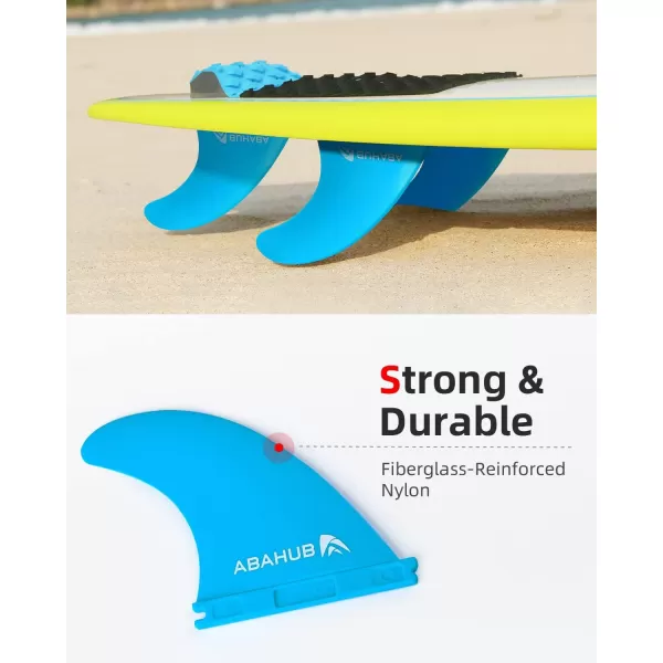 imageAbahub Surfboard Thruster Fins Set Compatible with Future Style Fin Box Fiberglass Reinforced High Performance 3 Fins for Surf Boards Surfing Longboard Shortboard BlackBlueWhiteblue