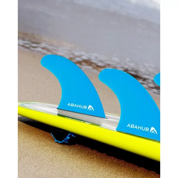 imageAbahub Surfboard Thruster Fins Set Compatible with Future Style Fin Box Fiberglass Reinforced High Performance 3 Fins for Surf Boards Surfing Longboard Shortboard BlackBlueWhiteblue