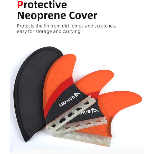 imageAbahub Surfboard Thruster Fins Set Compatible with Future Style Fin Box Fiberglass Reinforced High Performance 3 Fins for Surf Boards Surfing Longboard Shortboard BlackBlueWhiteFiberglass Orange