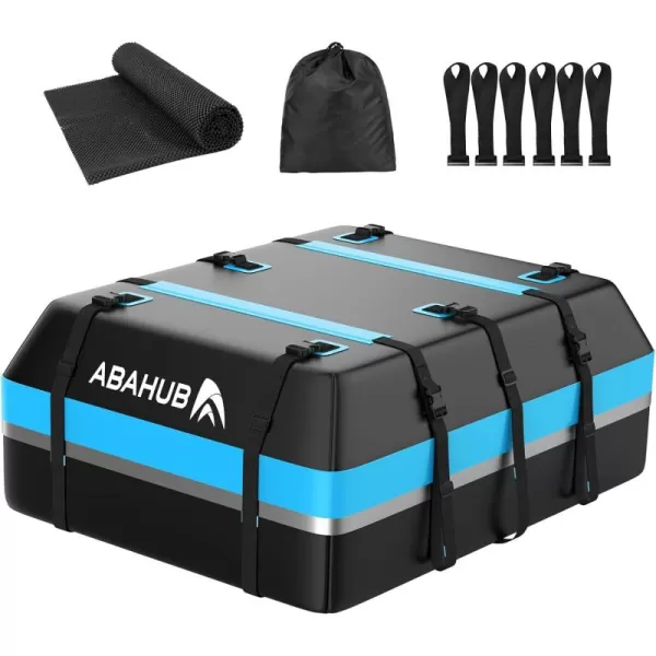 imageAbahub Car Roof Bag 800D Waterproof Car Rooftop Cargo Carrier Bag 15Cubic for Cars withWithout Racks Includes AntiSlip Mat 6 Door Hooks 8 Reinforced Straps Storage Bag Blue21 cubic blue