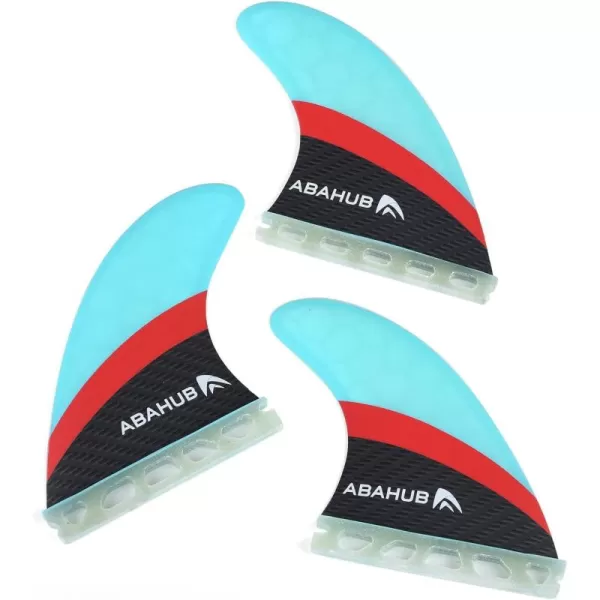 imageAbahub Surfboard Thruster Fins Set Compatible with Future Style Fin Box Fiberglass Reinforced High Performance 3 Fins for Surf Boards Surfing Longboard Shortboard BlackBlueWhiteFiberglass Blue