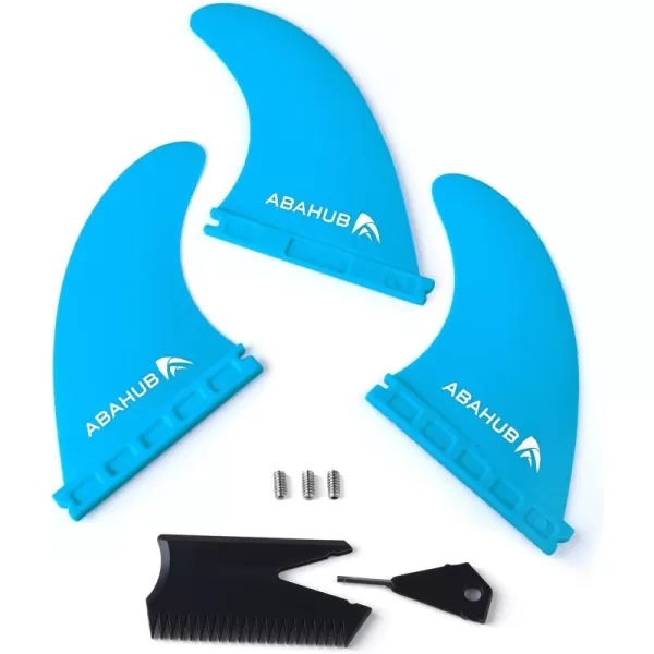 imageAbahub Surfboard Thruster Fins Set Compatible with Future Style Fin Box Fiberglass Reinforced High Performance 3 Fins for Surf Boards Surfing Longboard Shortboard BlackBlueWhiteblue