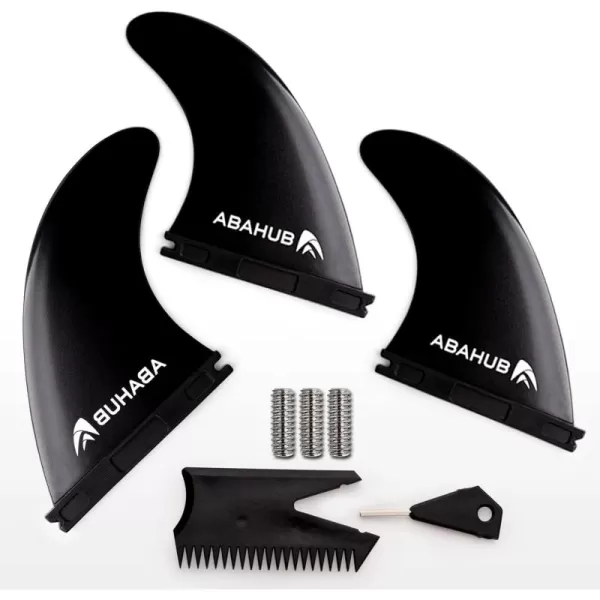 imageAbahub Surfboard Thruster Fins Set Compatible with Future Style Fin Box Fiberglass Reinforced High Performance 3 Fins for Surf Boards Surfing Longboard Shortboard BlackBlueWhiteblack