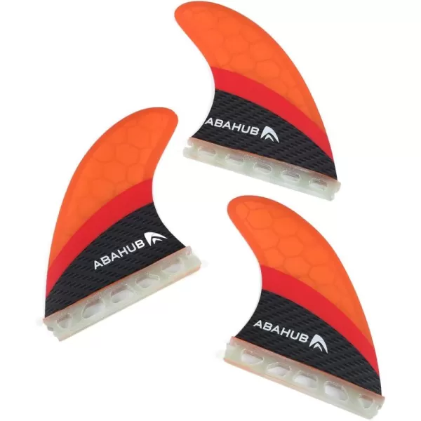 imageAbahub Surfboard Thruster Fins Set Compatible with Future Style Fin Box Fiberglass Reinforced High Performance 3 Fins for Surf Boards Surfing Longboard Shortboard BlackBlueWhiteFiberglass Orange