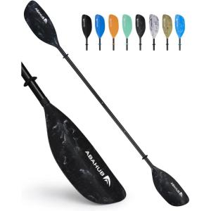 imageAbahub Adjustable Kayak Paddle 210230 cm 230250 cm Floating Kayaking Oars Boating Oars Canoeing Oars BlackBlack with White Wave Print