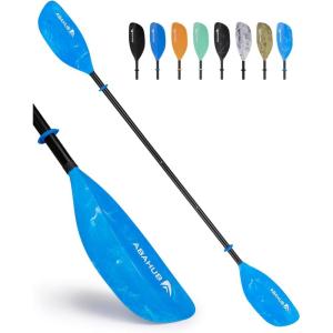 imageAbahub Adjustable Kayak Paddle 210230 cm 230250 cm Floating Kayaking Oars Boating Oars Canoeing Oars BlackBlue with White Wave Print