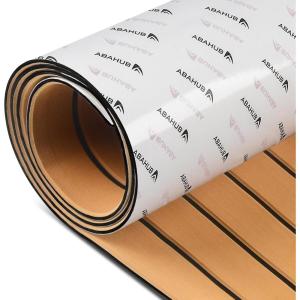 imageAbahub EVA Foam Boat Decking 48x168 SelfAdhesive Faux Teak Marine Flooring Sheet Traction Pad for Boats Surfboard Camel Brown with Black Seam Lines