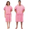 imageAbahub Surf Poncho Changing Robe with Hood Thick Quick Dry Microfiber Wetsuit Changing Towel for Surfing Beach Swim Outdoor Sports Men Women Absorbent Wearable Towel Cover UpGreyPink