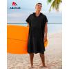 imageAbahub Surf Poncho Changing Robe with Hood Thick Quick Dry Microfiber Wetsuit Changing Towel for Surfing Beach Swim Outdoor Sports Men Women Absorbent Wearable Towel Cover UpGreyBlack