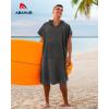 imageAbahub Surf Poncho Changing Robe with Hood Thick Quick Dry Microfiber Wetsuit Changing Towel for Surfing Beach Swim Outdoor Sports Men Women Absorbent Wearable Towel Cover UpGreyGrey