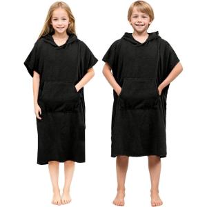 imageAbahub Surf Poncho Changing Robe with Hood Thick Quick Dry Microfiber Wetsuit Changing Towel for Surfing Beach Swim Outdoor Sports Men Women Absorbent Wearable Towel Cover UpGreyBlack