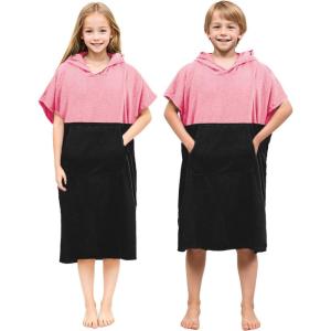 imageAbahub Surf Poncho Changing Robe with Hood Thick Quick Dry Microfiber Wetsuit Changing Towel for Surfing Beach Swim Outdoor Sports Men Women Absorbent Wearable Towel Cover UpGreyPinkBlack