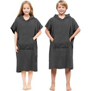 imageAbahub Surf Poncho Changing Robe with Hood Thick Quick Dry Microfiber Wetsuit Changing Towel for Surfing Beach Swim Outdoor Sports Men Women Absorbent Wearable Towel Cover UpGreyGrey