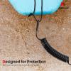 imageAbahub Premium Coil SUP Leash 10 ft Coiled Paddle Board Leashes 72mm Thick Legrope Strap for Longboard Surfboards Standup Paddleboards iSUP Replacement Leg Rope 8 Colorsblack clear core lite