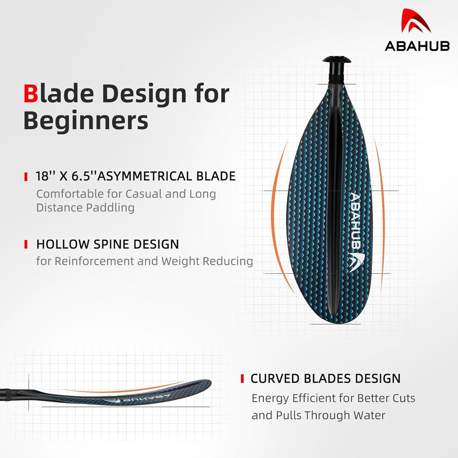 imageAbahub Kayak Paddle 905 Inches Kayaking Oars for Boating Canoeing with Free Paddle Leash Aluminum Alloy Shaft BlackBlueGreenOrangeYellow Plastic BladesBlack Honeycomb Print