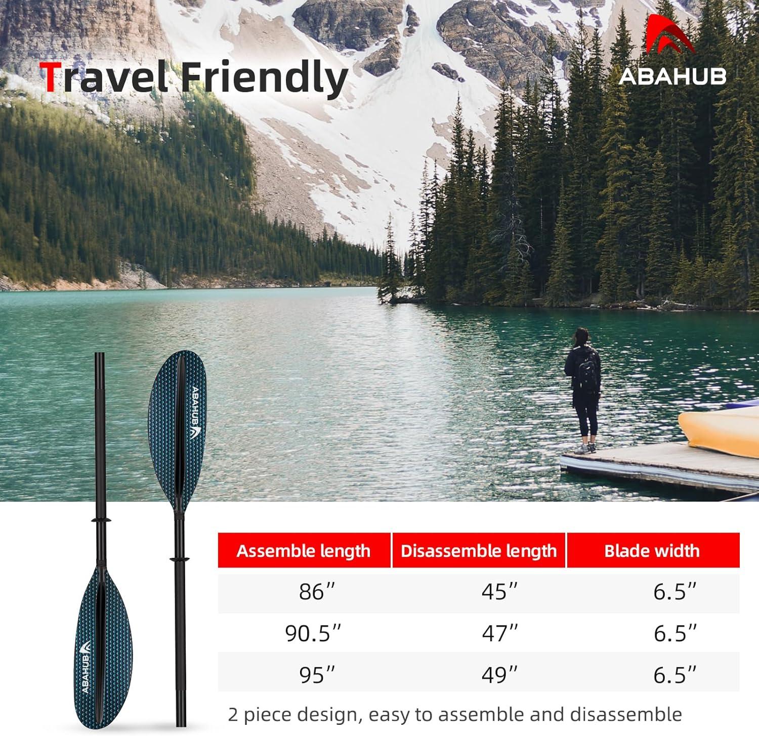 imageAbahub Kayak Paddle 905 Inches Kayaking Oars for Boating Canoeing with Free Paddle Leash Aluminum Alloy Shaft BlackBlueGreenOrangeYellow Plastic BladesBlack Honeycomb Print